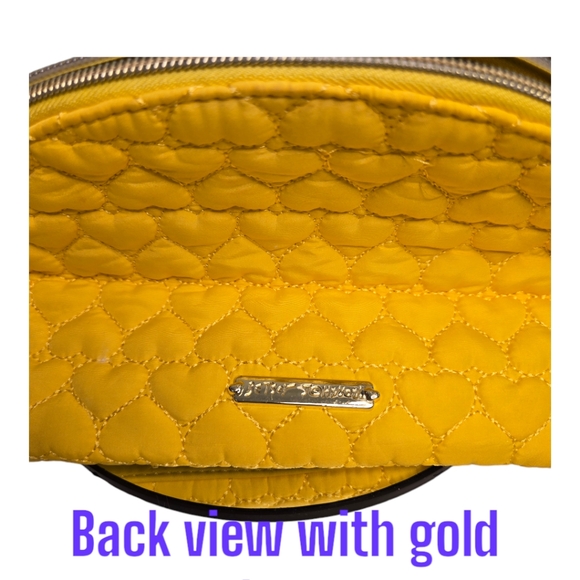 Betsey Johnson Yellow Kitsch Nylon Travel Cosmetic Case Pouch - Picture 6 of 6